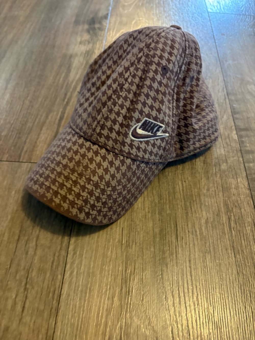 Vintage Nike Houndstooth Baseball Cap - Brown